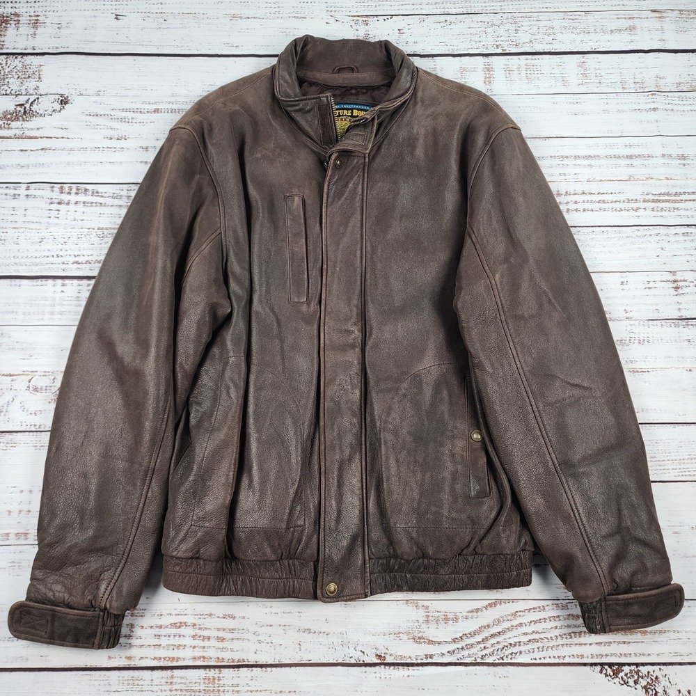 Wilsons Leather Adventure Bound Originals Bomber Jacket Mens Size LT Brown